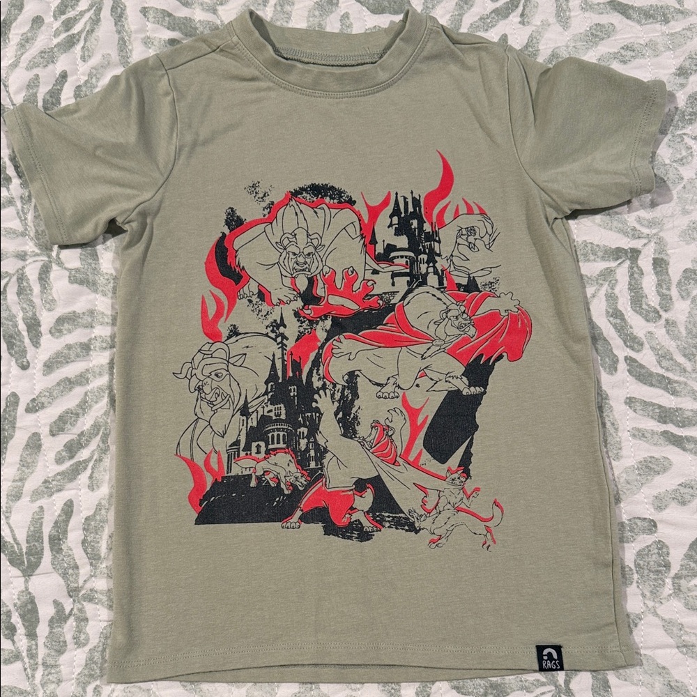 Rags to Raches Olive Tee with Red Graphics